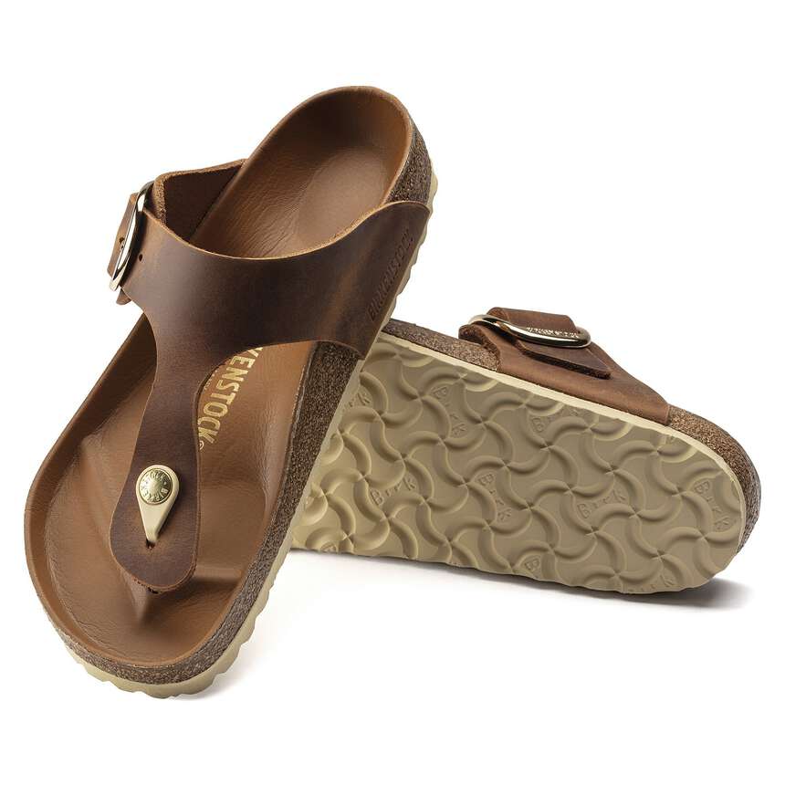 Gizeh Big Buckle - Cuir huilé - Cognac