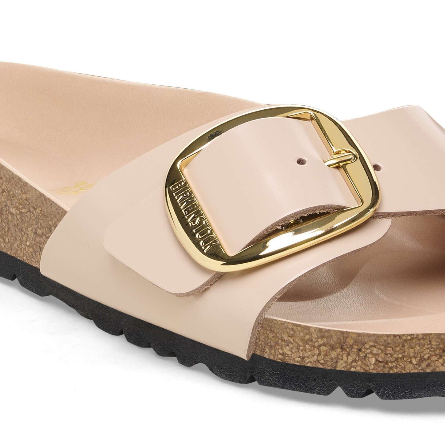 Madrid Big Buckle - Cuir naturel verni - High-Shine New Beige