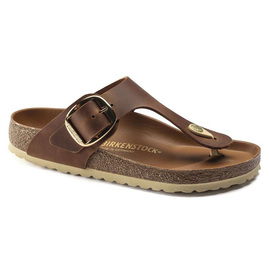 Gizeh Big Buckle - Cuir huilé - Cognac