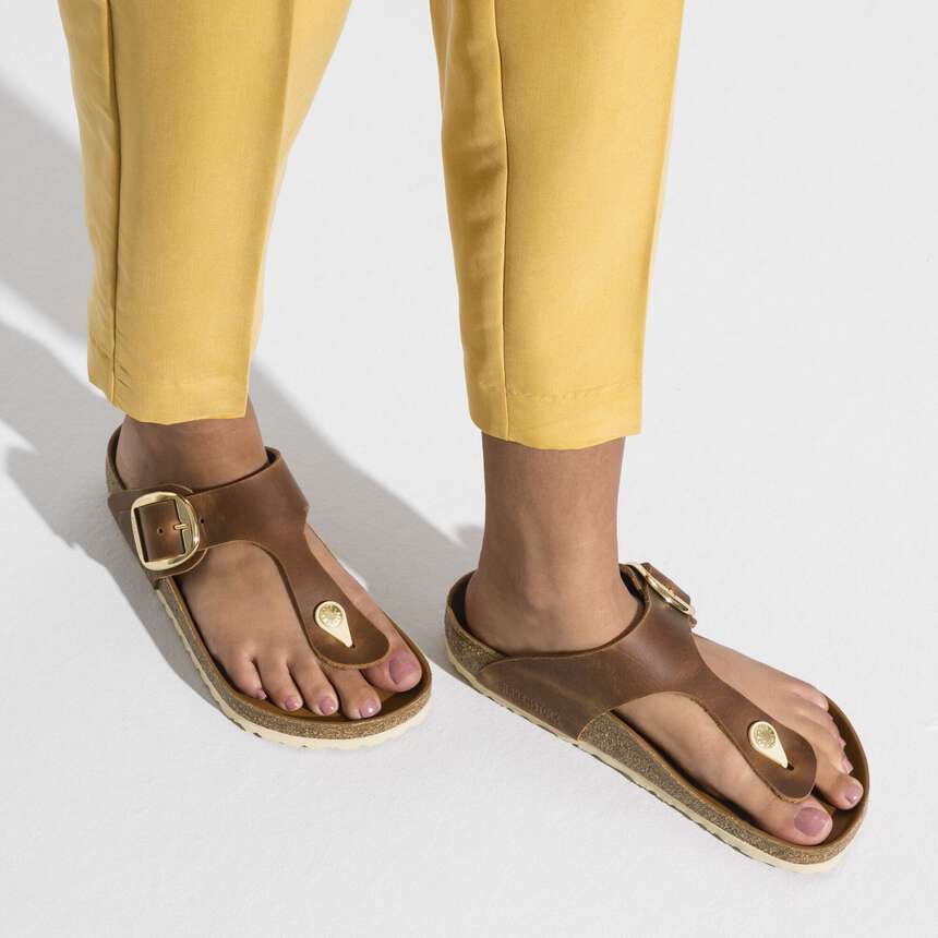 Gizeh Big Buckle - Cuir huilé - Cognac