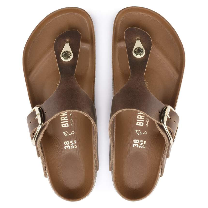 Gizeh Big Buckle - Cuir huilé - Cognac