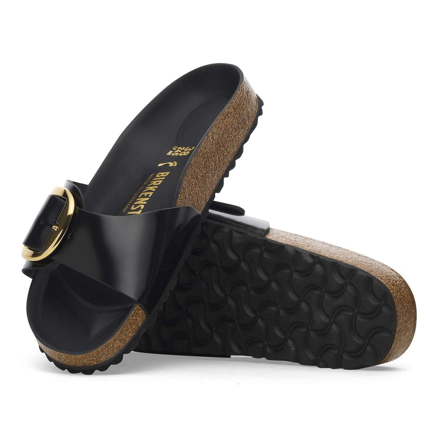 Madrid Big Buckle - Cuir naturel verni - High Shine Black