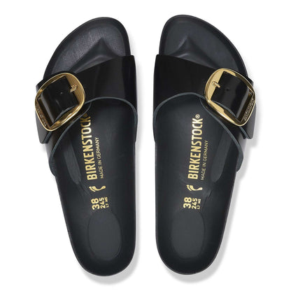 Madrid Big Buckle - Cuir naturel verni - High Shine Black