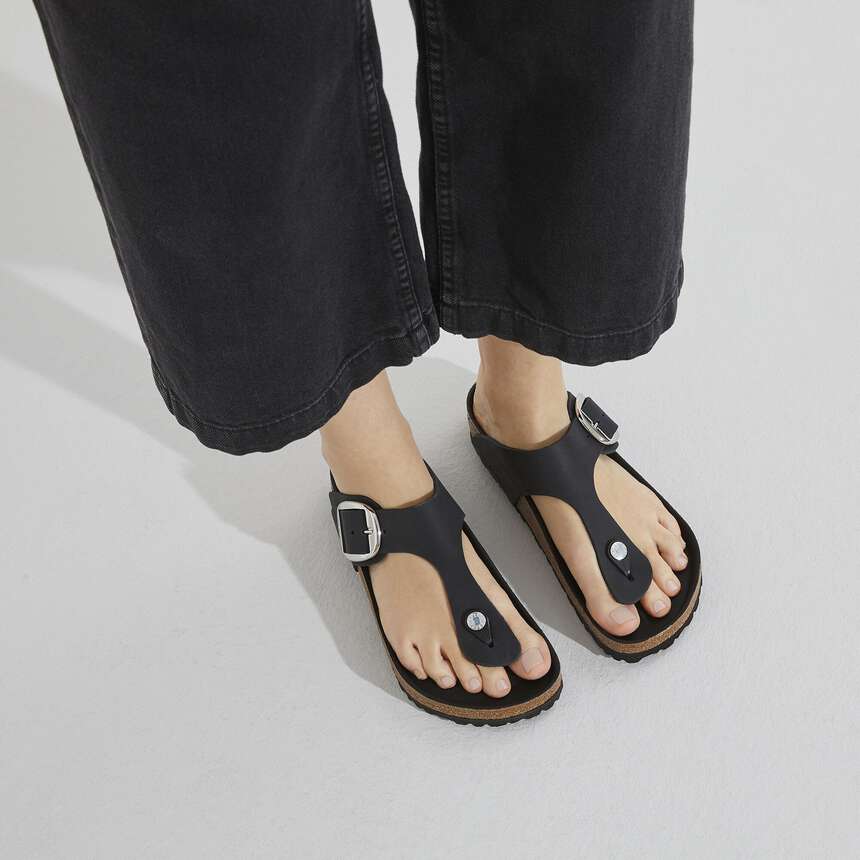 Gizeh Big Buckle - Cuir huilé - Black