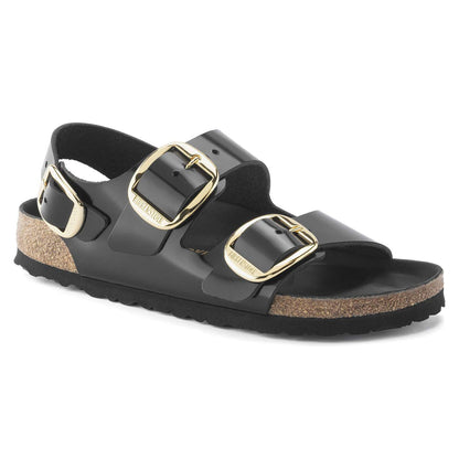 Milano Big Buckle - Cuir naturel verni - High Shine Black