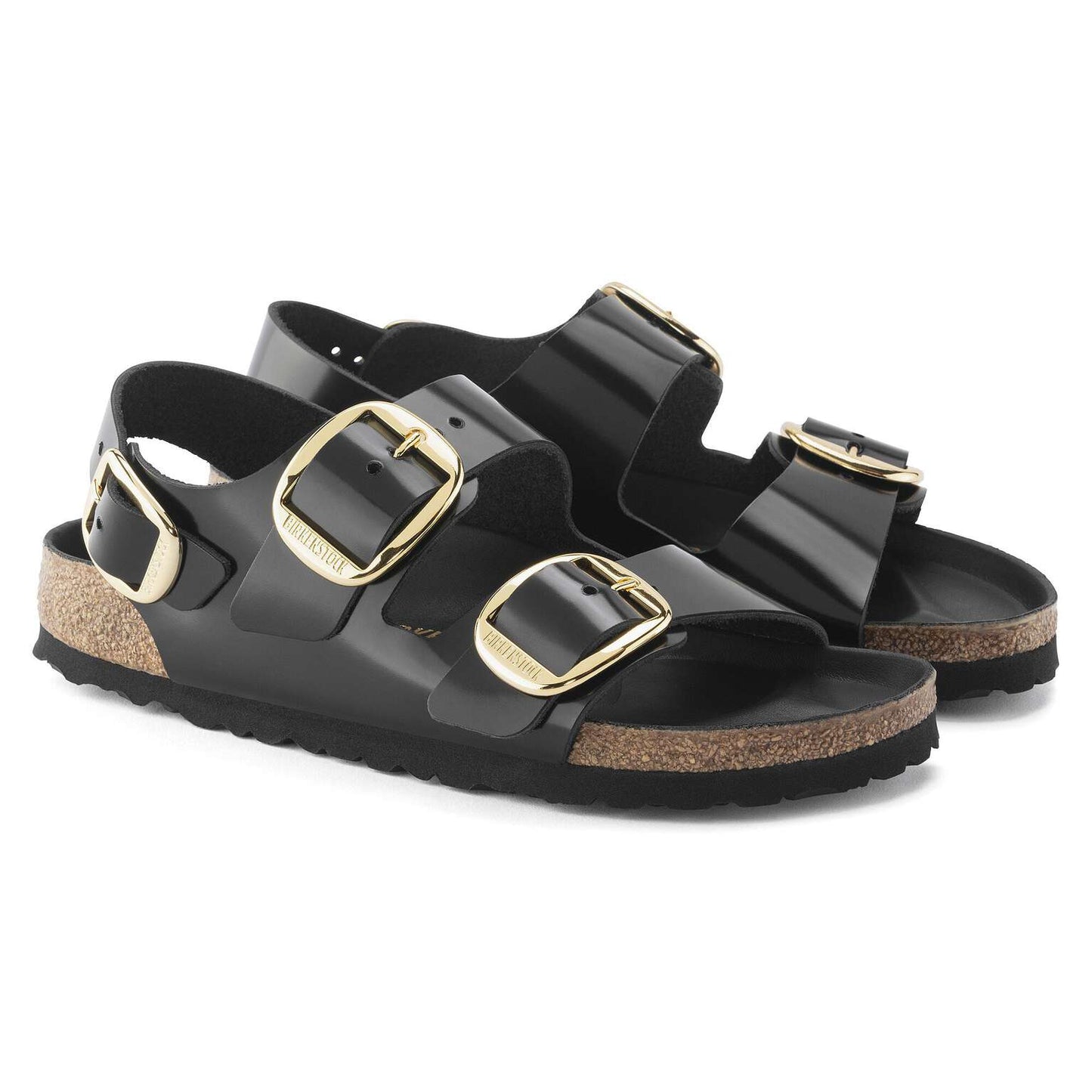 Milano Big Buckle - Cuir naturel verni - High Shine Black