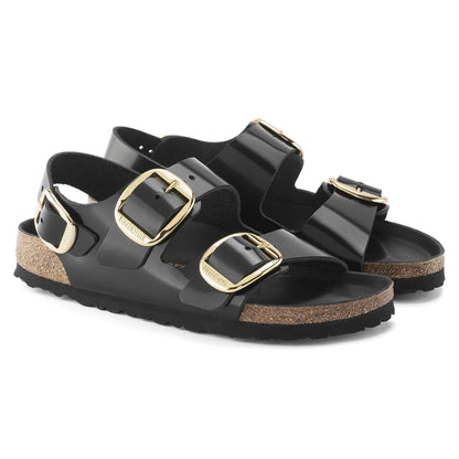 Milano Big Buckle - Cuir naturel verni - High Shine Black