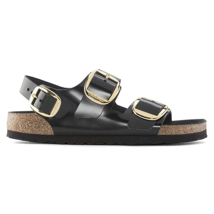 Milano Big Buckle - Cuir naturel verni - High Shine Black