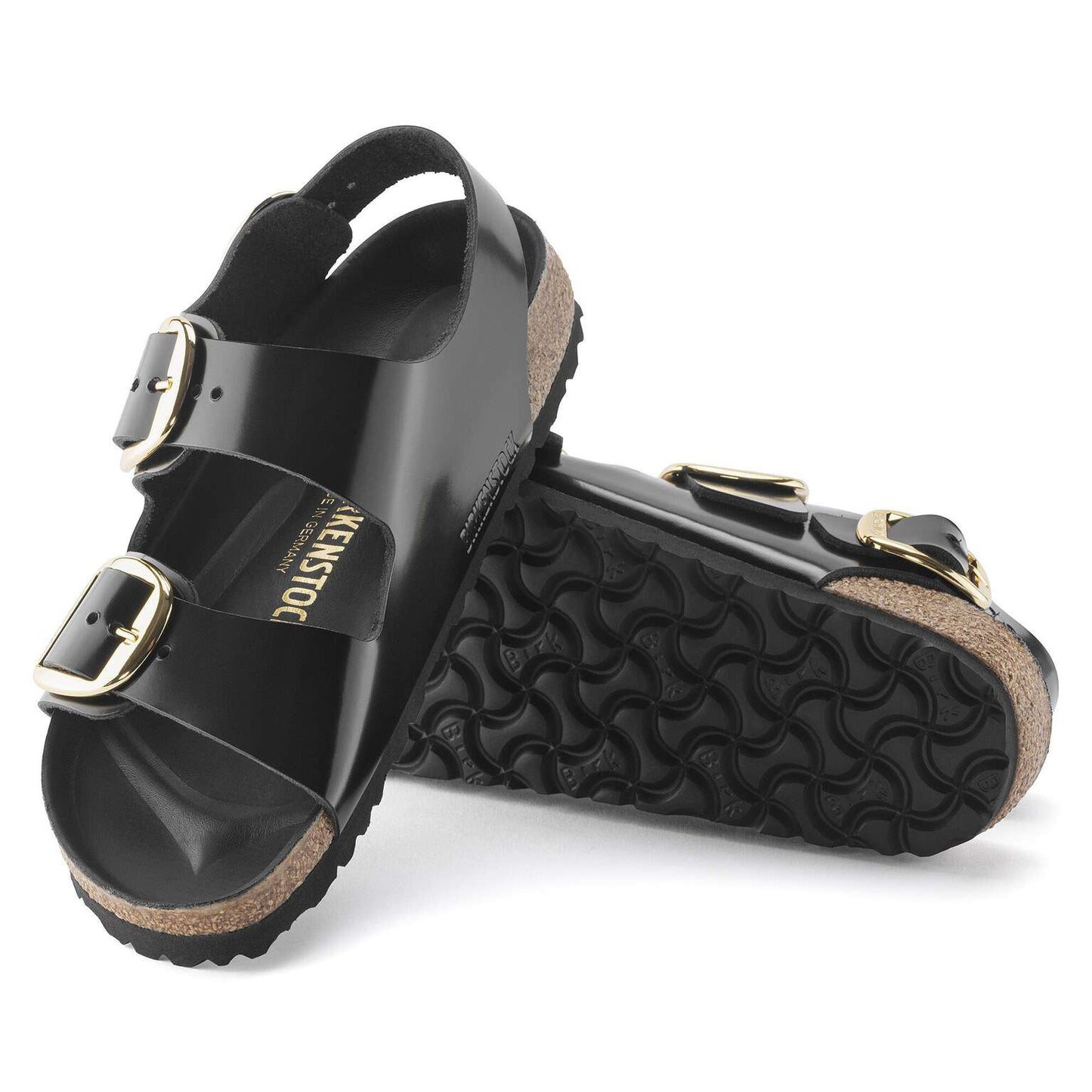 Milano Big Buckle - Cuir naturel verni - High Shine Black