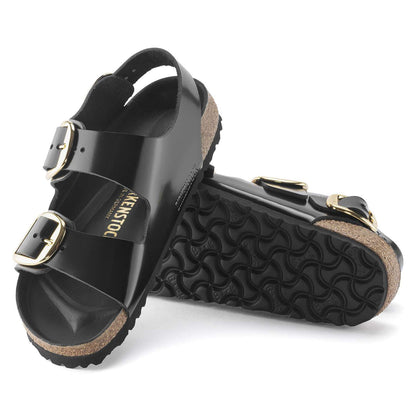 Milano Big Buckle - Cuir naturel verni - High Shine Black