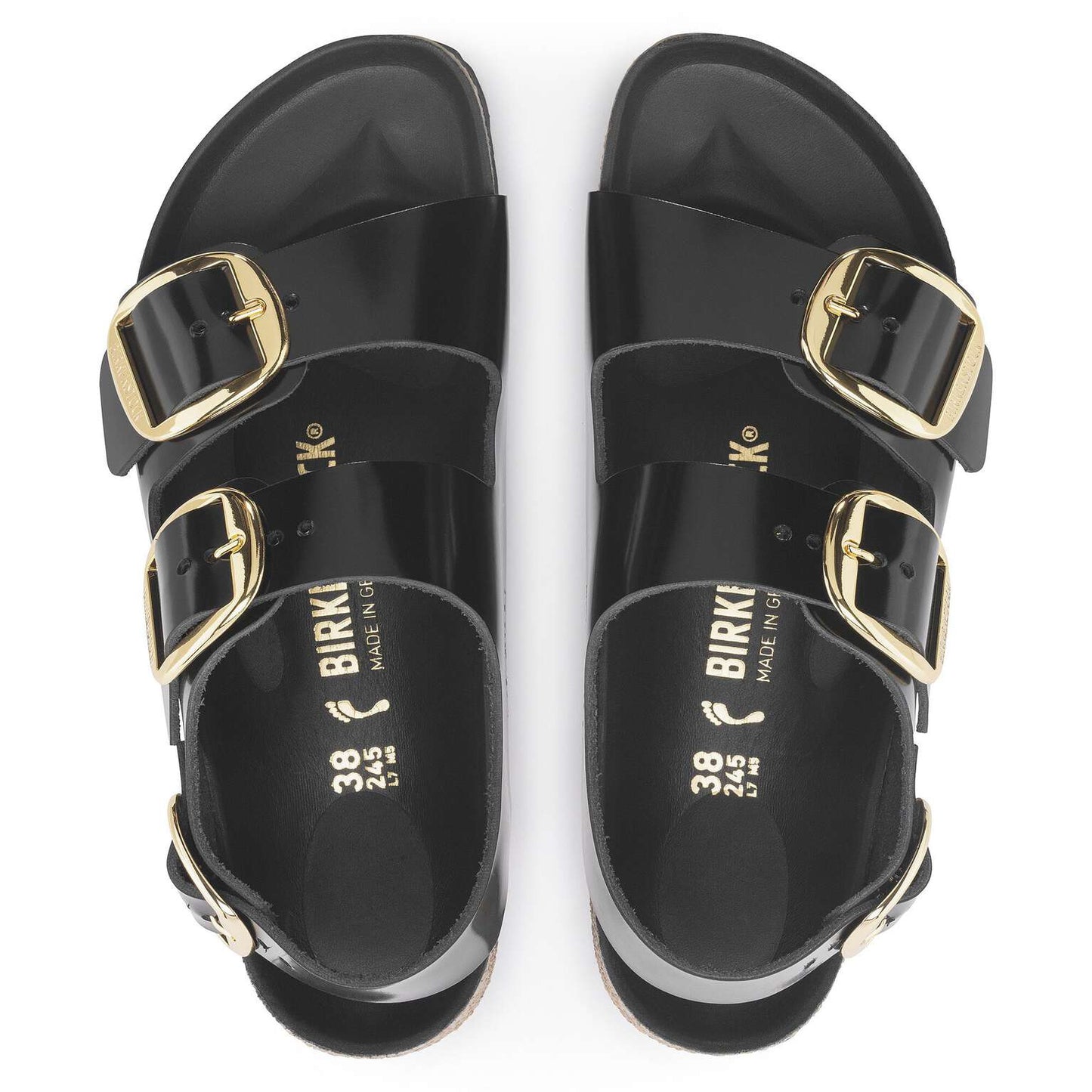 Milano Big Buckle - Cuir naturel verni - High Shine Black
