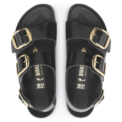 Milano Big Buckle - Cuir naturel verni - High Shine Black