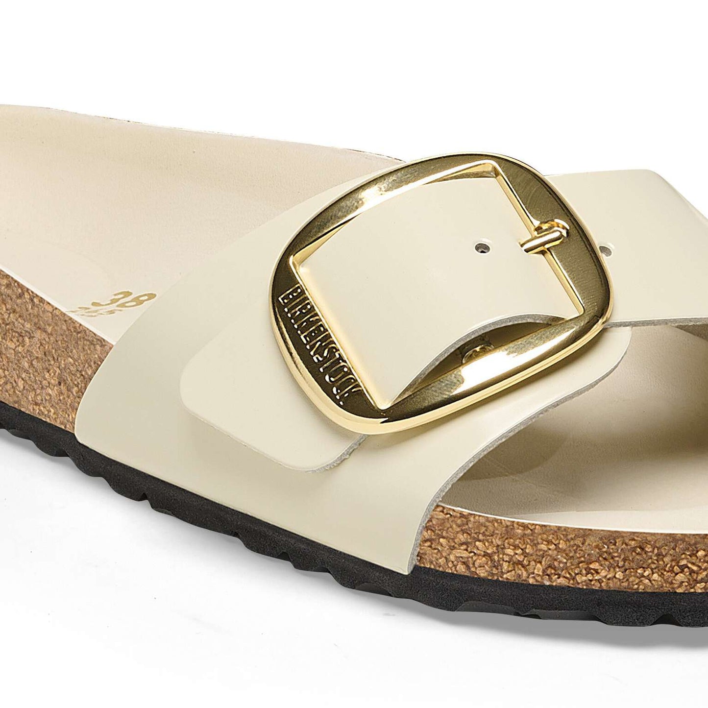 Madrid Big Buckle - Cuir naturel verni - High-Shine Ecru