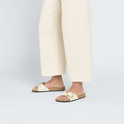 Madrid Big Buckle - Cuir naturel verni - High-Shine Ecru
