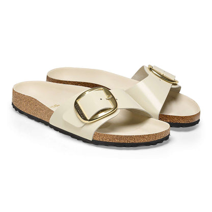 Madrid Big Buckle - Cuir naturel verni - High-Shine Ecru