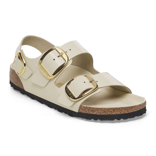 Milano Big Buckle - Cuir naturel verni - High-Shine Ecru