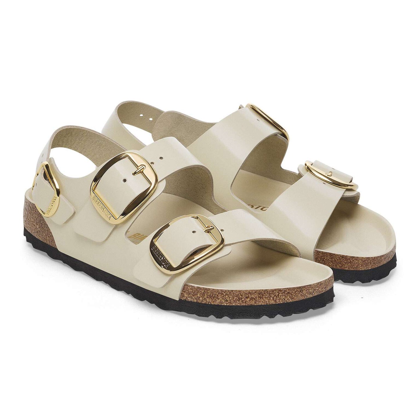 Milano Big Buckle - Cuir naturel verni - High-Shine Ecru