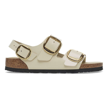 Milano Big Buckle - Cuir naturel verni - High-Shine Ecru