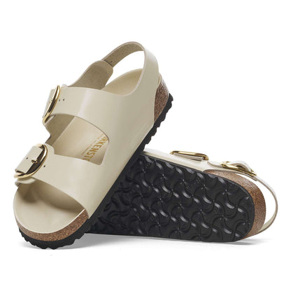 Milano Big Buckle - Cuir naturel verni - High-Shine Ecru