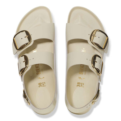 Milano Big Buckle - Cuir naturel verni - High-Shine Ecru