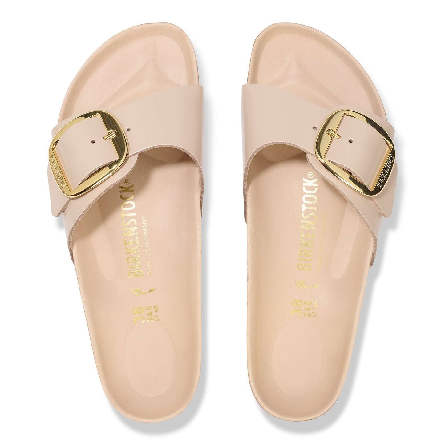 Madrid Big Buckle - Cuir naturel verni - High-Shine New Beige