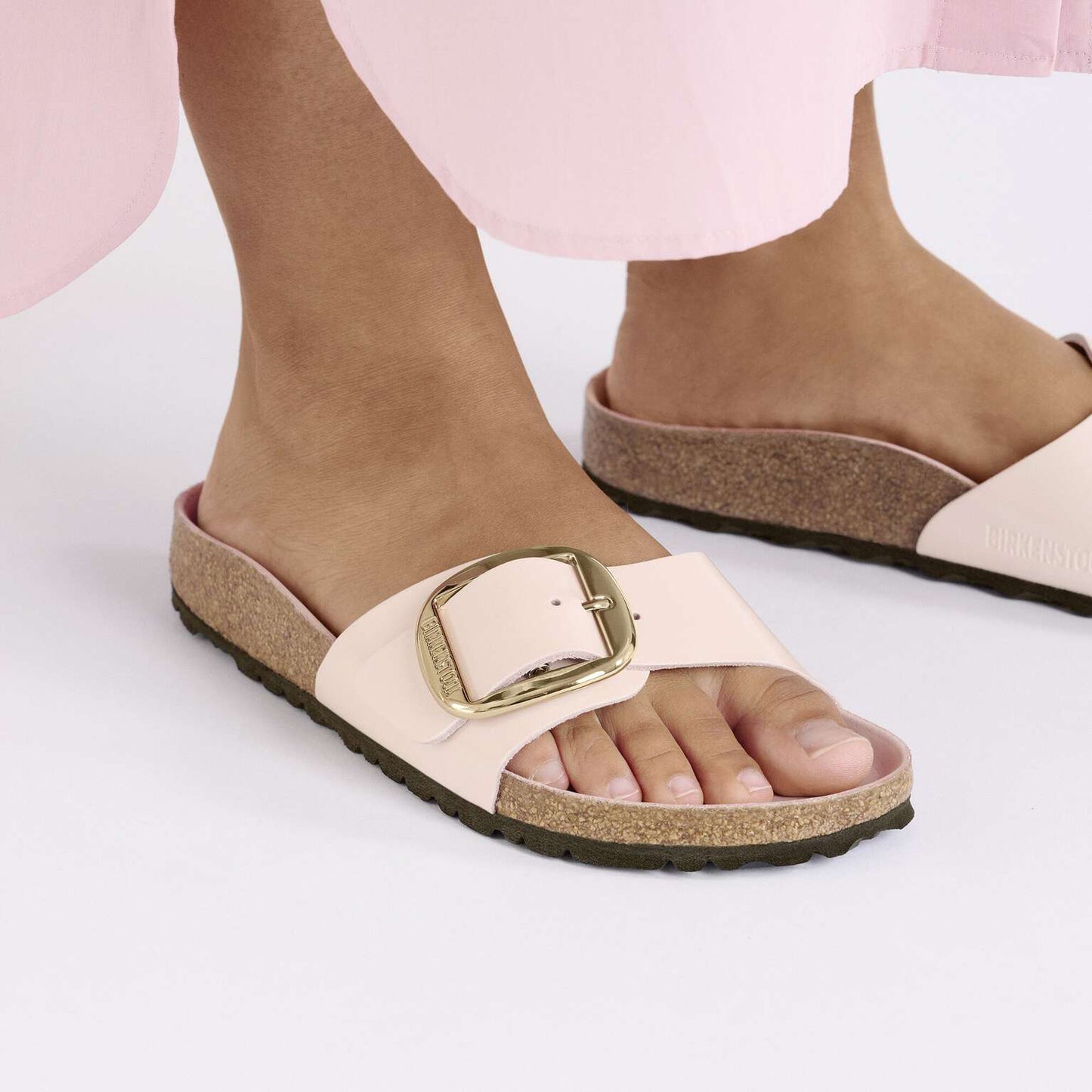 Madrid Big Buckle - Cuir naturel verni - High-Shine Light Rose