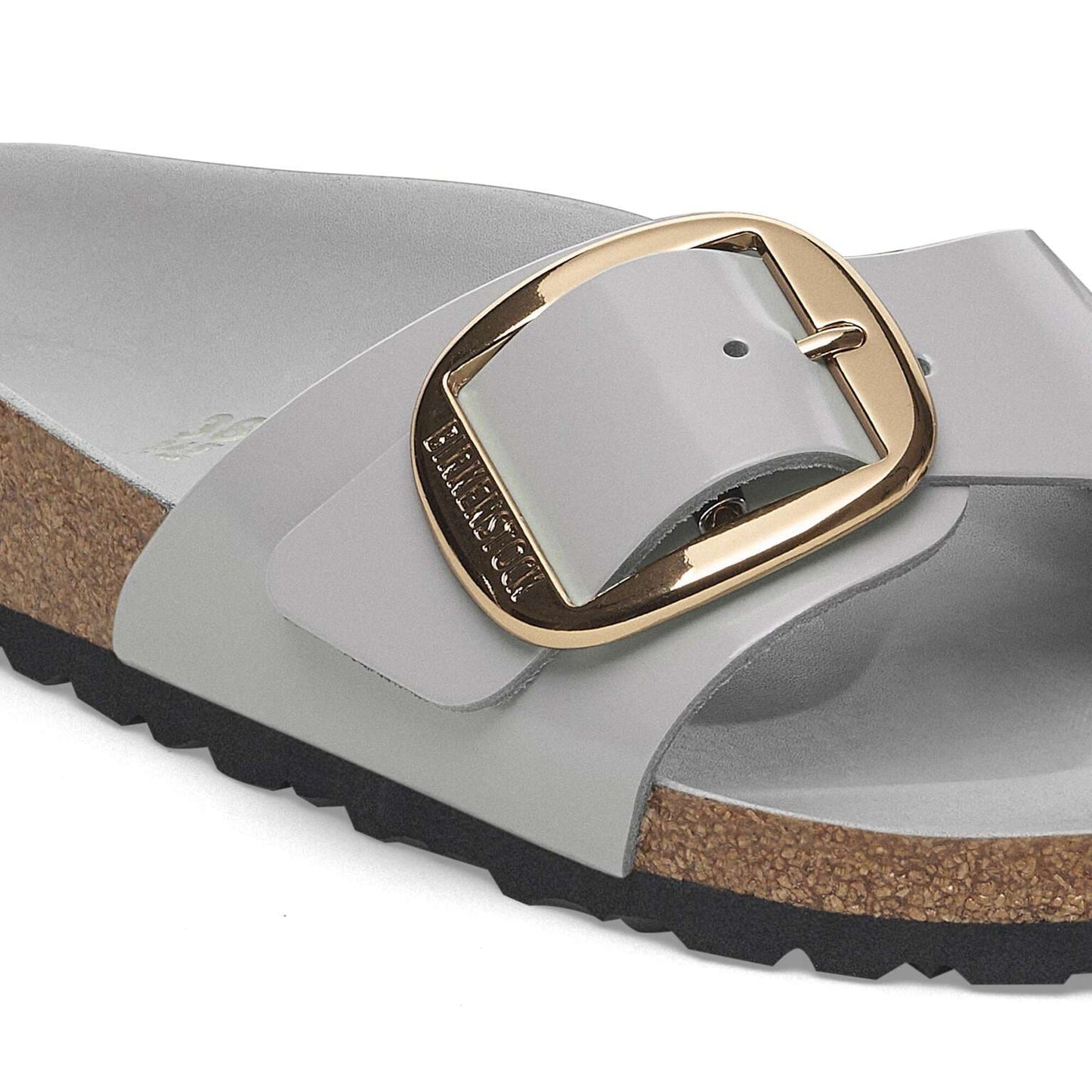 Madrid Big Buckle - Cuir naturel verni - High-Shine Stone Coin