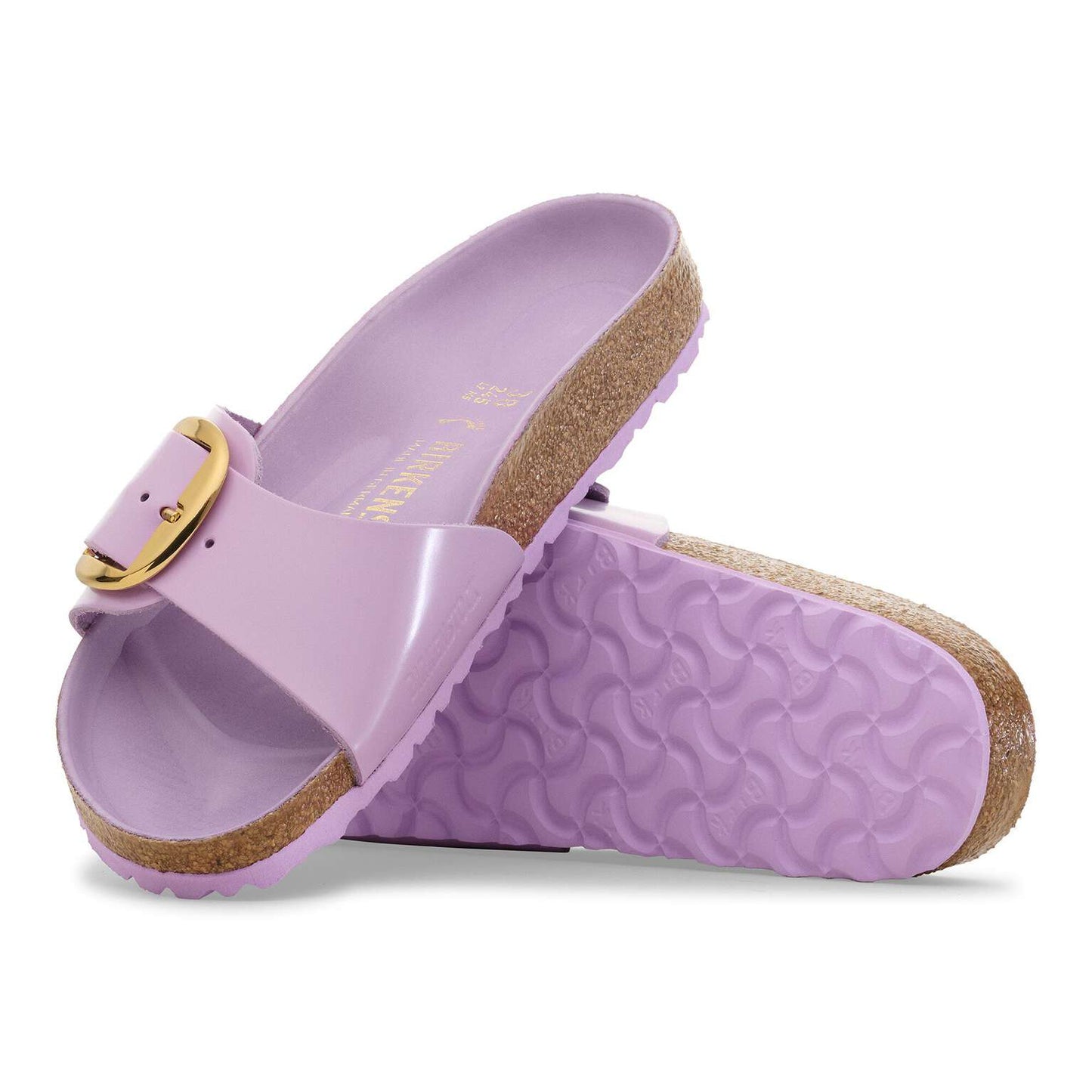 Madrid Big Buckle - Cuir naturel verni - High-Shine Crocus
