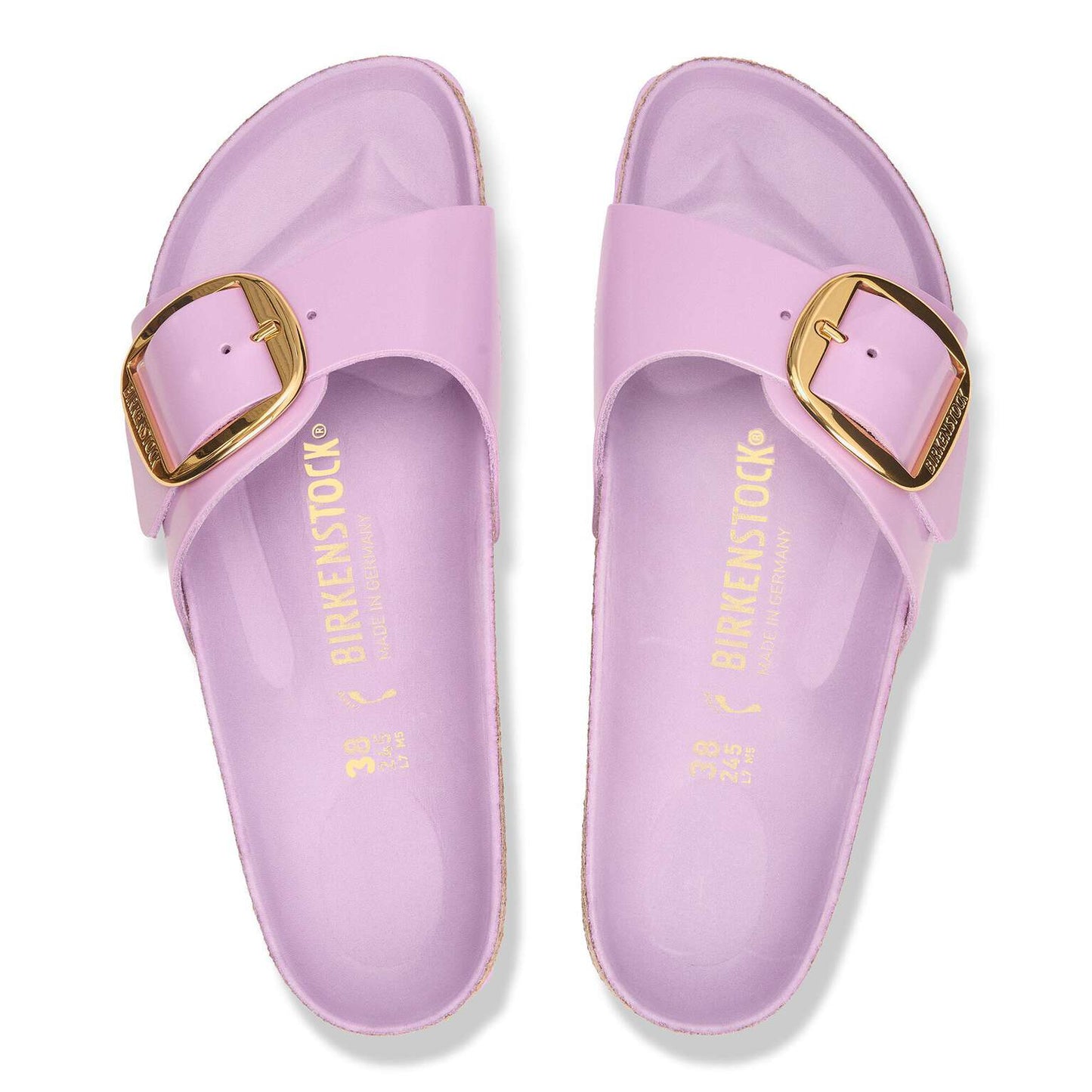 Madrid Big Buckle - Cuir naturel verni - High-Shine Crocus